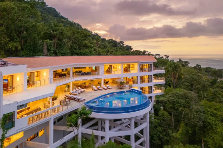 Villa Magnifico Luxury villa in Mismaloya, near Puerto Vallarta, Mexico: modern multi-story hotel with infinity pool and ocean sunset view.